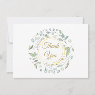 Carte De Remerciements Élégant script or de verdure