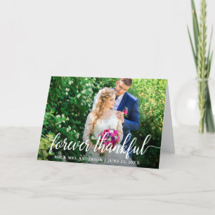 Carte De Remerciements Élégant Script pour toujours Thankful Mariage Plie