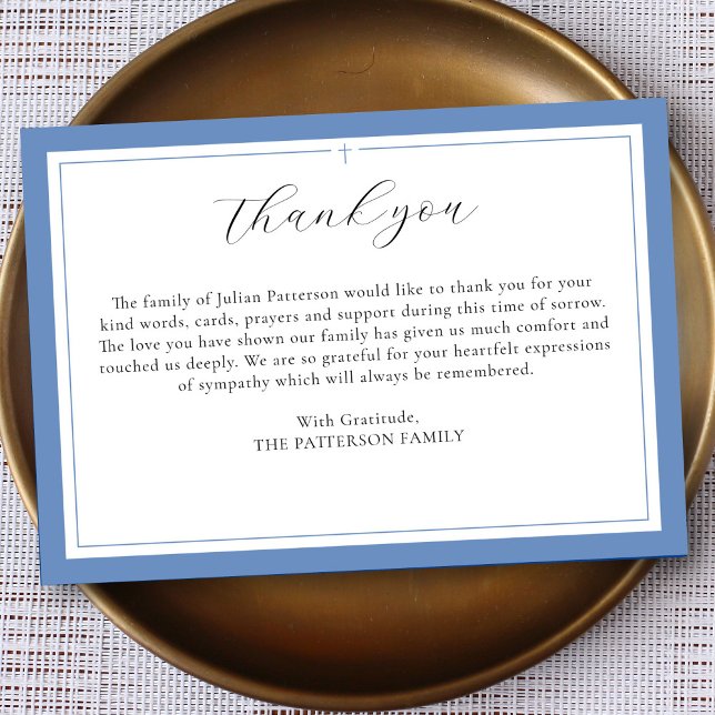 Carte De Remerciements Élégant Script Simple Cross Custom Funeral (Créateur téléchargé)