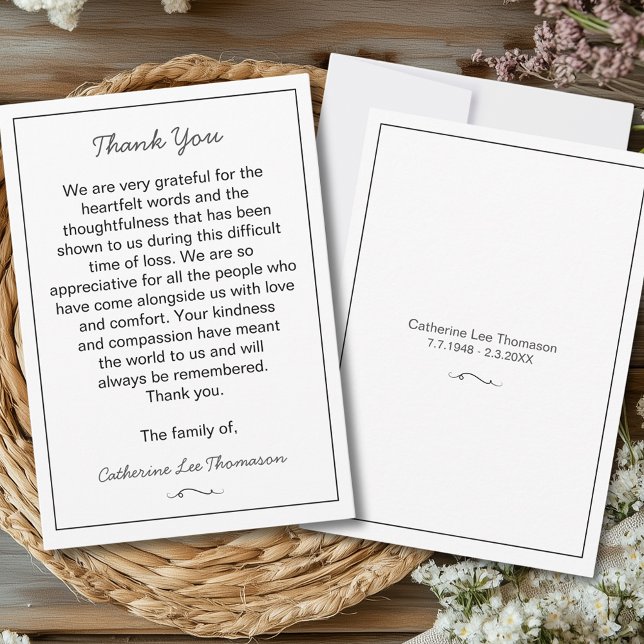 Carte De Remerciements Elegant Script Simple Funeral Flat Thank You Card (Elegant Script Simple Funeral Flat Thank You Card
)