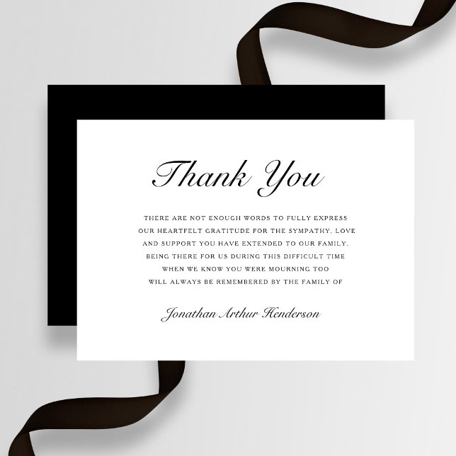 Carte De Remerciements Élégant Script Sympathy Funeral (Elegant Script Sympathy Funeral Thank You Card)