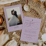 Carte De Remerciements Élégant Script Typographie Plum Mariage<br><div class="desc">Carte de remerciements de mariage moderne et élégant avec un texte qui dit "merci" avec un coeur. Vous pouvez ajouter une image au dos avec les initiales du couple. Couleur prune.</div>