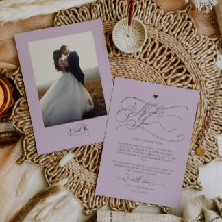 Carte De Remerciements Élégant Script Typographie Plum Mariage