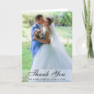 Carte De Remerciements Elegant Script Wedding Photo Thank You Fold