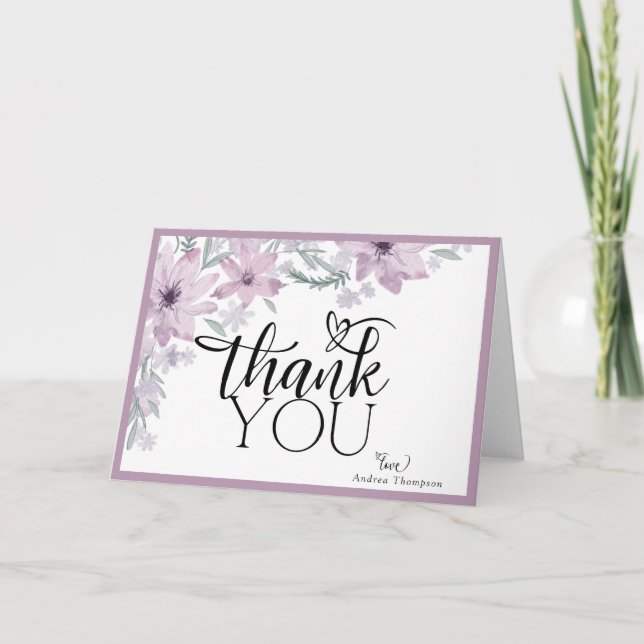 Carte De Remerciements Élégant Shower Floral de Printemps pour Mariée (Devant)