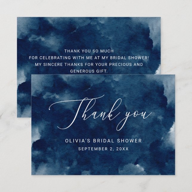 Carte De Remerciements Élégant shower naval en aquarelle pour mariage (Devant / Derrière)