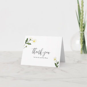 Carte De Remerciements Élégant simple blanc marguerite Mariage floral