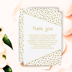 Carte De Remerciements Elégant Simple Chic Anniversaire Paillettes Dorées