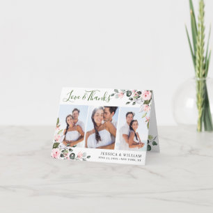 Carte De Remerciements Elégant simple Eucalyptus Blush Rose Roses 3 PHOTO