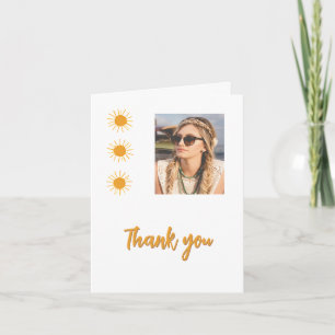 Carte De Remerciements Elegant Simple Or Soleil Photo Anniversaire