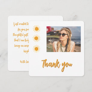 Carte De Remerciements Elegant Simple Or Soleil Photo Anniversaire