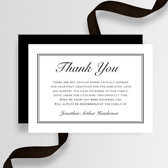 Carte De Remerciements Élégant Simple Script Sympathy Funeral (Elegant Simple Script Sympathy Funeral Thank You Card)