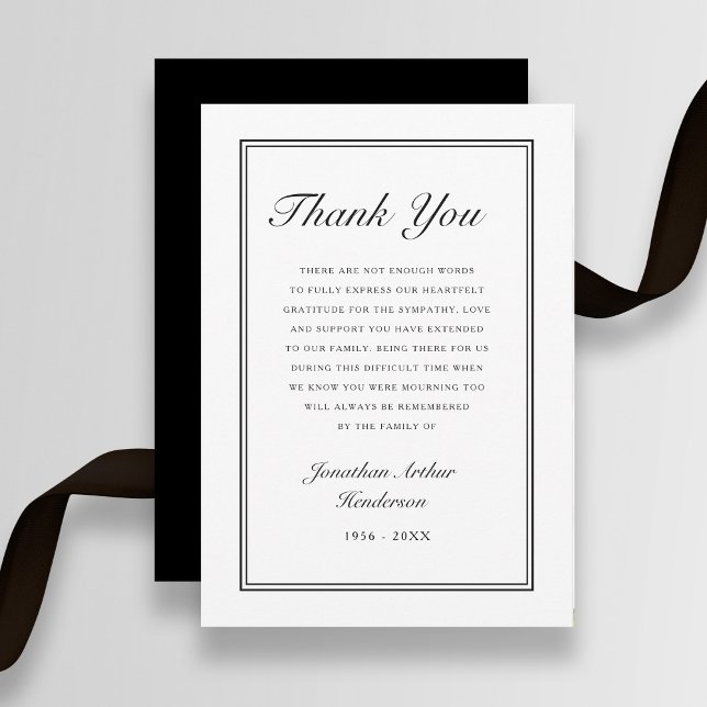 Carte De Remerciements Élégant Simple Script Sympathy Funeral (Elegant Simple Script Sympathy Funeral Thank You Card)