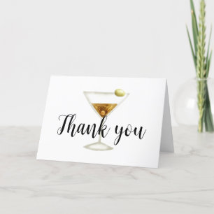Carte De Remerciements Elégant Sip & See Martini Cocktail Baby shower