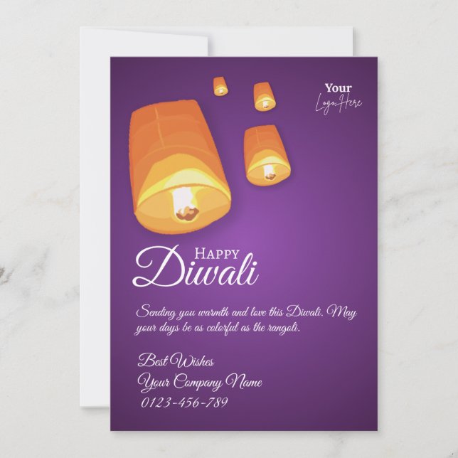 Carte De Remerciements Elegant Sky Lantern Diwali Greeting Card (Devant)