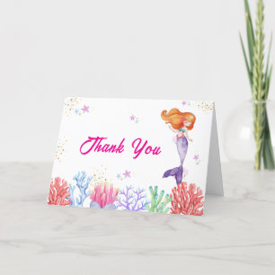 Carte De Remerciements Élégant Sous Le Baby shower De Corail De Sirène De