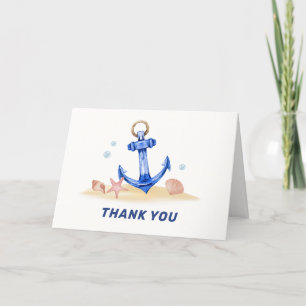 Carte De Remerciements Elégant sous mer Ancre nautique Baby shower garçon