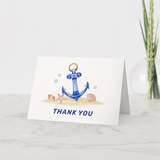 Carte De Remerciements Elégant sous mer Ancre nautique Baby shower garçon (Devant)