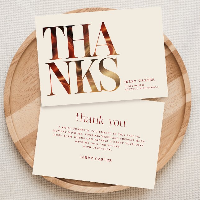 Carte De Remerciements Élégant Style Rétro Script Grad Remise des diplôme (Créateur téléchargé)