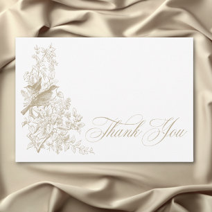 Carte De Remerciements Elégant Tan Chinoiserie Nature Birds Baby shower