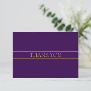 Carte De Remerciements Élégant texte personnalisable   Gold & Deep Purple