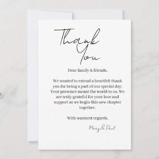 Carte De Remerciements Elegant Thank You Card