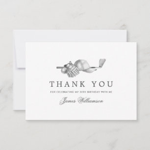 Carte De Remerciements Elégant thème de golf 30e anniversaire