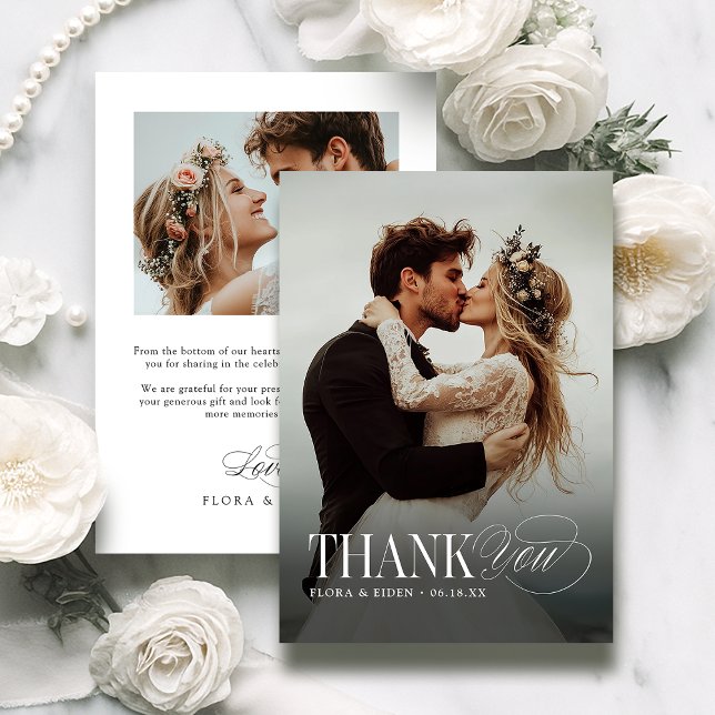 Carte De Remerciements Elegant Timeless Typography Photo Thank You (Elegant Timeless Typography Photo Thank You)