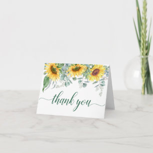 Carte De Remerciements Elégant tournesol Eucalyptus Rustique Mariage
