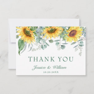 Carte De Remerciements Elégant tournesol Eucalyptus Rustique Mariage