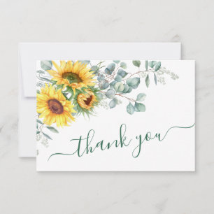 Carte De Remerciements Elégant tournesol Eucalyptus Rustique Mariage
