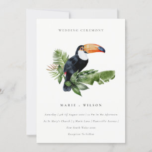 Carte De Remerciements Elégant Tropical Rainforest Toucan Mariage Invitat