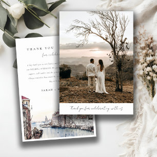 Carte De Remerciements Elégant Venice Italie Canals Aquarelle Mariage