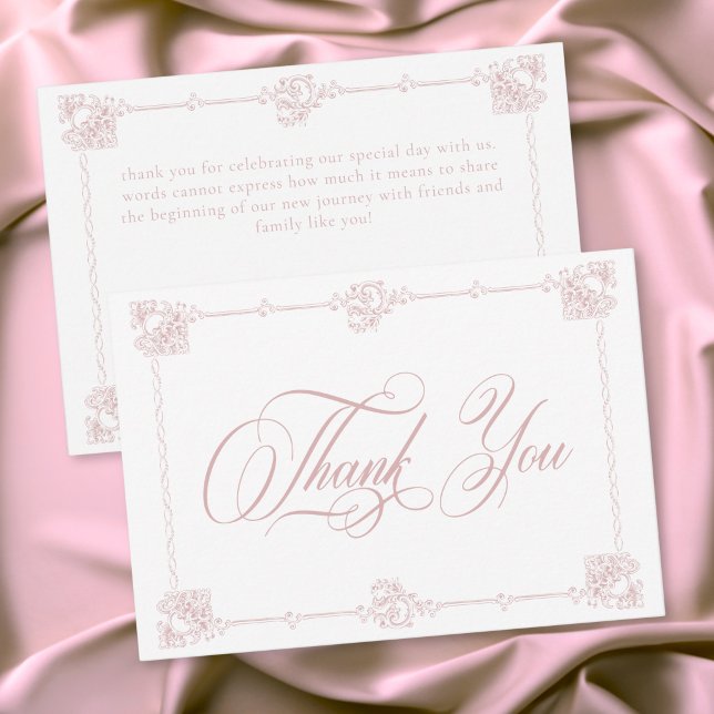 Carte De Remerciements Elegant Vintage Baroque Dusty Pink Wedding (Elegant Vintage Baroque Dusty Pink Wedding Thank You Card)