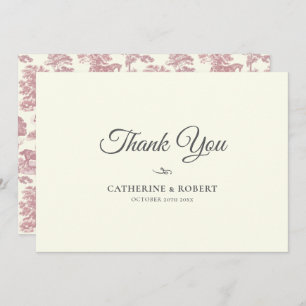 Carte De Remerciements Élégant Vintage Chic Rose Cheval Toile Mariage