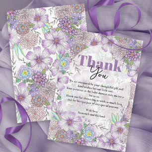 Carte De Remerciements Élégant violet fleurs de jardin bébé en fleur
