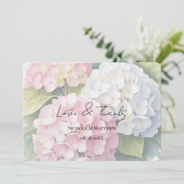 Carte De Remerciements Elegant Watercolor Hydrangeas  (Debout devant)