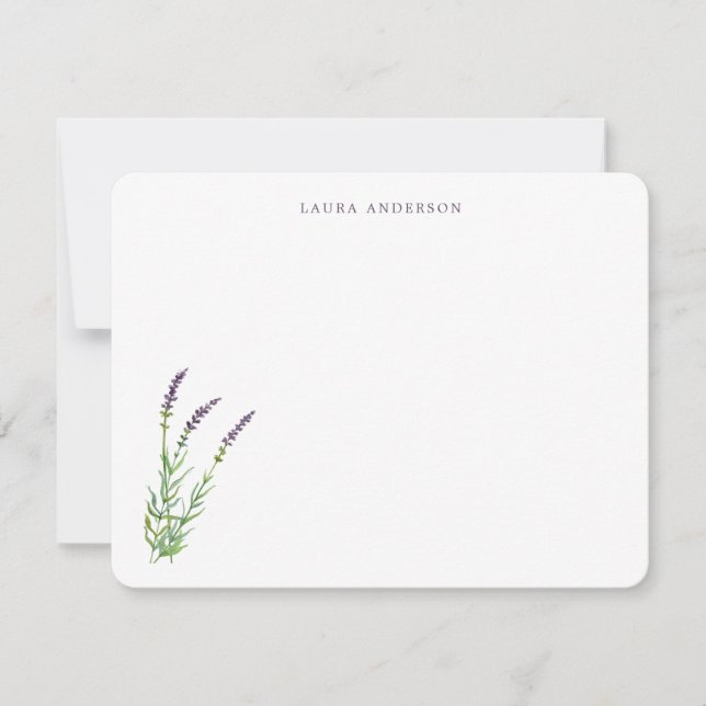 Carte De Remerciements Elegant Watercolor Lavender personalized  (Devant)