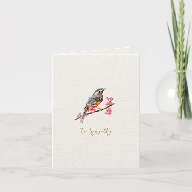 Carte De Remerciements Elegant watercolor Robin bird Sympathy card (Devant)