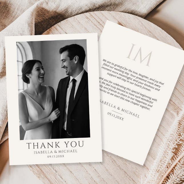 Carte De Remerciements Elegant Wedding Photo Card With Message (Créateur téléchargé)