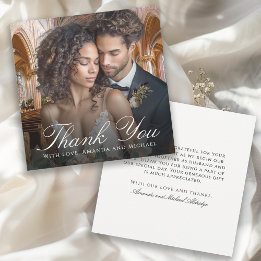 Carte De Remerciements Elegant Wedding Photo Thank You