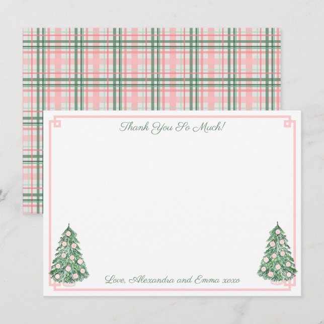 Carte De Remerciements Élégant Wedding shower Chinoiserie Rose Et Vert (Devant / Derrière)