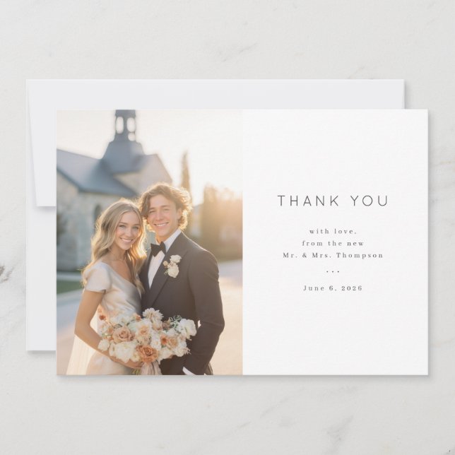 Carte De Remerciements Elegant Wedding Thank You Card (Devant)