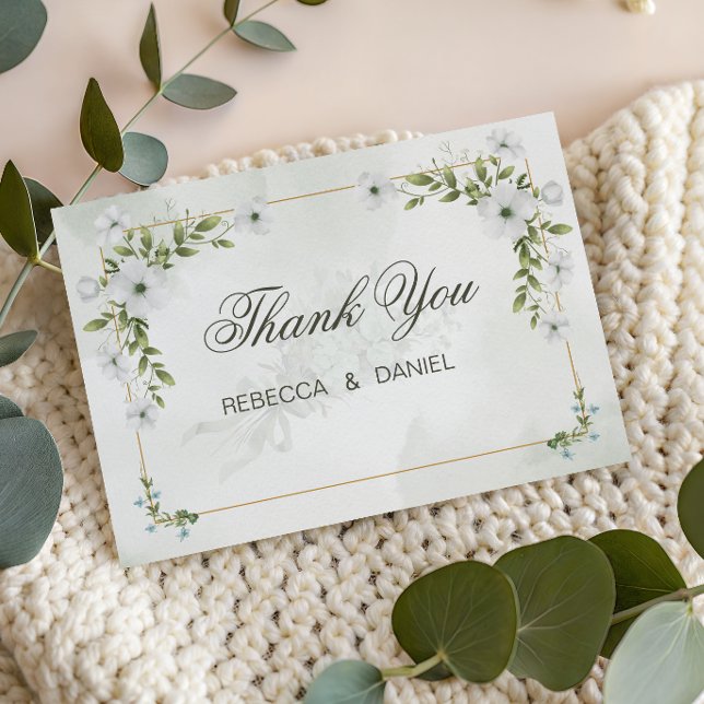 Carte De Remerciements Elegant White Floral Wedding Thank You Card (Créateur téléchargé)