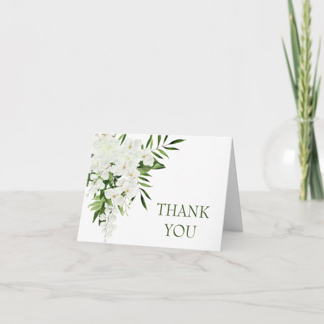 Carte De Remerciements Elegant White Orchids Bohemian Floral Wedding (Devant)