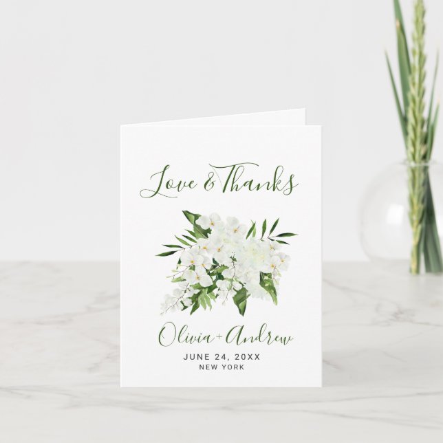Carte De Remerciements Elegant White Orchids Bohemian Floral Wedding (Devant)