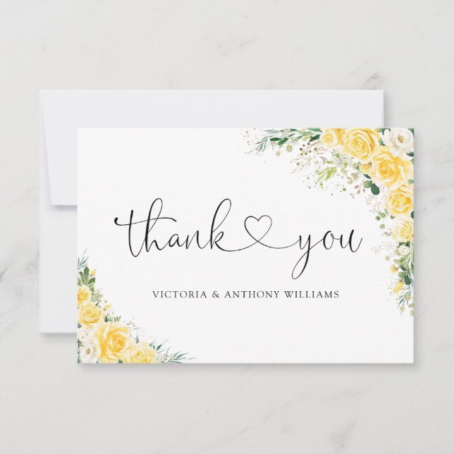 Carte De Remerciements Elegant Yellow Flat Thank You Card (Devant)