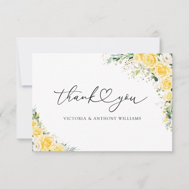Carte De Remerciements Elegant Yellow Flat Thank You Card (Devant)