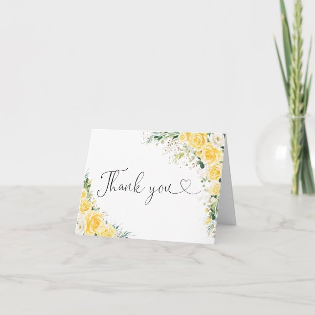 Carte De Remerciements Elegant Yellow Floral Thank You Card (Devant)