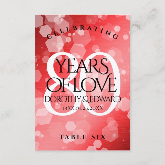 Carte De Remerciements Elégante 80ème anniversaire du Mariage de Ruby (Devant)